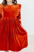 pumpkin-spice-velvet-ruffle-twirl-dress Mila &  Rose - Sophia's Style-Pumpkin Spice Velvet Ruffle Twirl Dress-6-12M--1